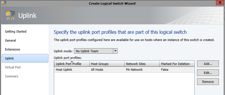 Associate Logical Switch with Uplink Port Profile